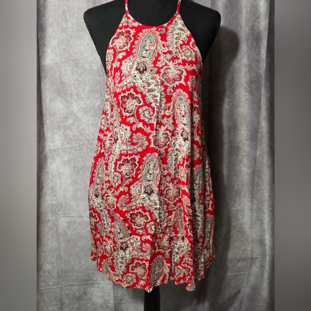 American Eagle Sundress Womens XS Red Paisley Sleeveless Summer Flowy Beach